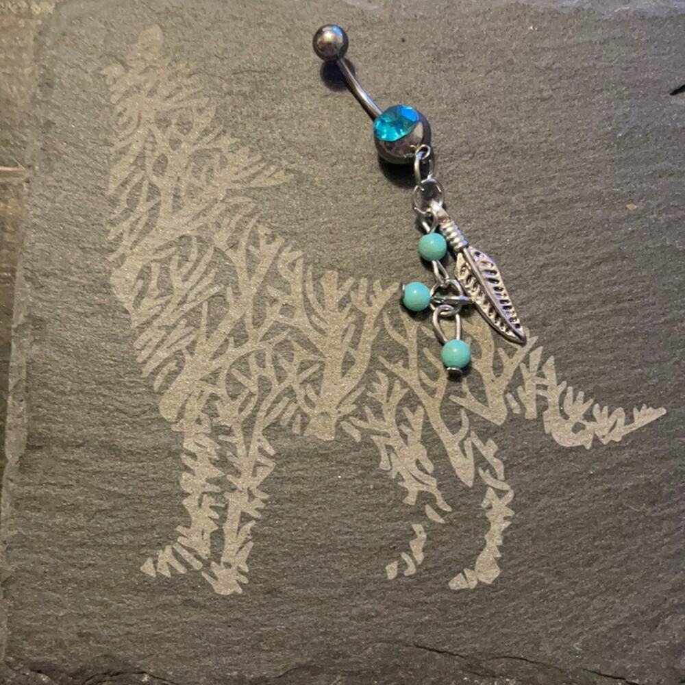 Stainless Steel Feather Belly Ring